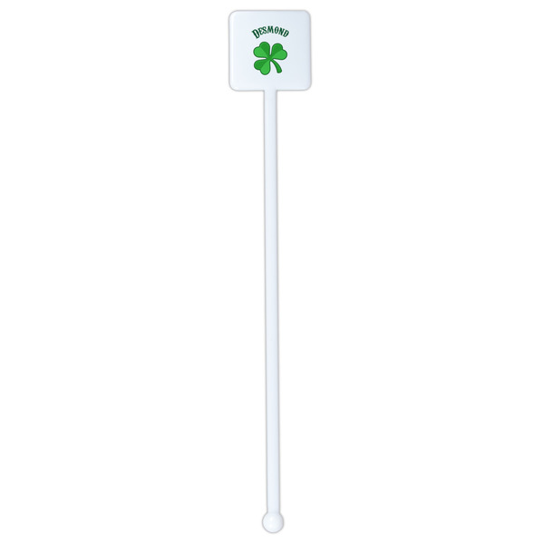 St. Patrick's Day White Plastic Stir Stick - Double Sided - Square - Single Stick