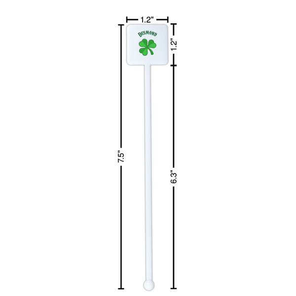 St. Patrick's Day White Plastic Stir Stick - Square - Dimensions