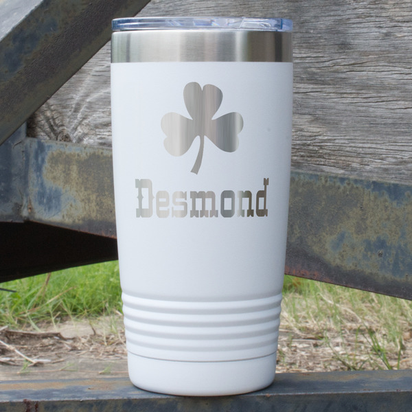 Custom St. Patrick's Day 20 oz Stainless Steel Tumbler - White - Single Sided (Personalized)