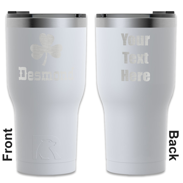 Custom St. Patrick's Day RTIC Tumbler - White - Engraved Front & Back (Personalized)