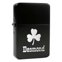 St. Patrick's Day Windproof Lighter - Black - Single Sided & Lid Engraved (Personalized)