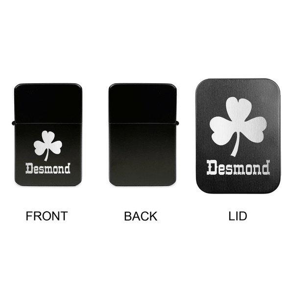 St. Patrick's Day Windproof Lighters - Black, Single Sided, w Lid - APPROVAL