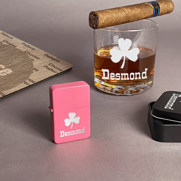 St. Patrick's Day Windproof Lighters - Pink - In Context