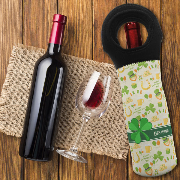 St. Patrick's Day Wine Tote Bag - FLATLAY