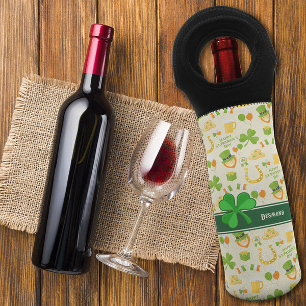 St. Patrick's Day Wine Tote Bag - FLATLAY