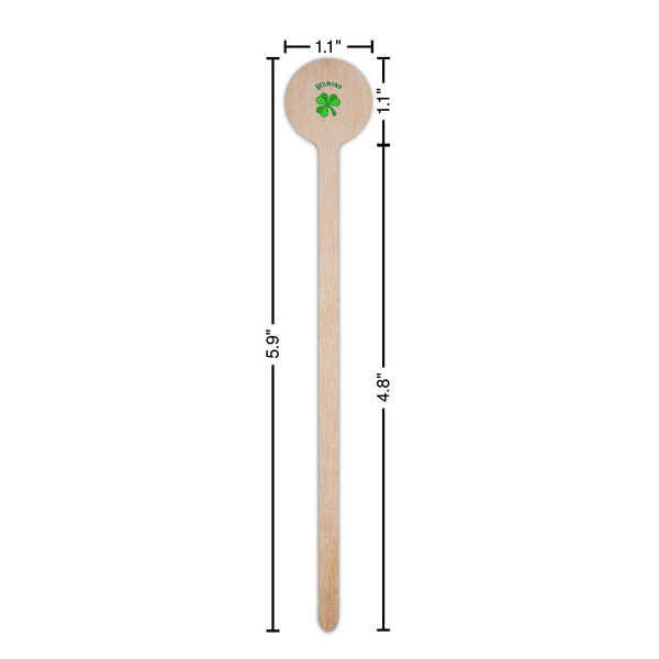 St. Patrick's Day Wooden 6" Stir Stick - Round - Dimensions