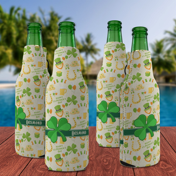 St. Patrick's Day Zipper Bottle Cooler - Set of 4 - LIFESTYLE