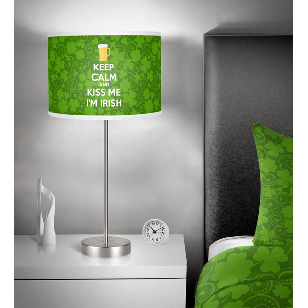 Kiss Me I'm Irish 13 inch drum lamp shade - in room