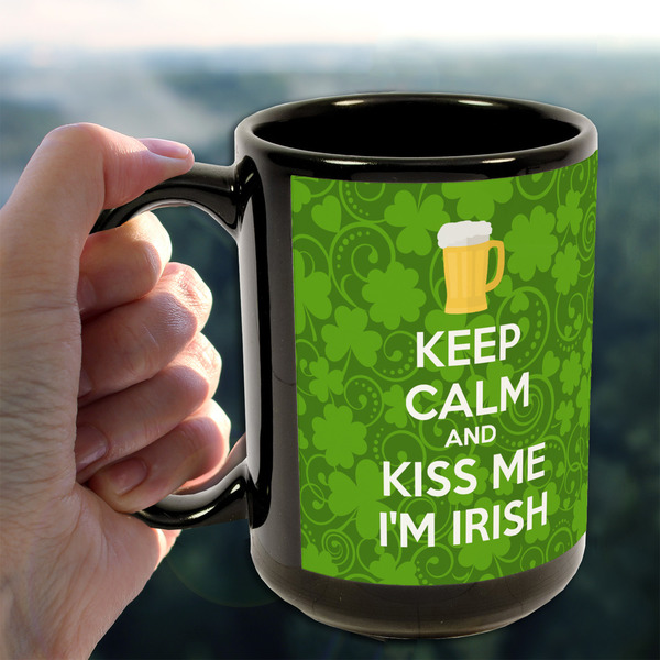Kiss Me I'm Irish 15oz. Black Mug - LIFESTYLE