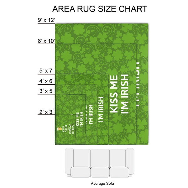 Kiss Me I'm Irish 2'x3' Indoor Area Rugs - Size Chart