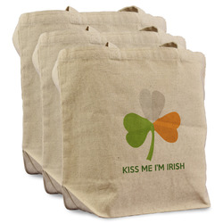 Kiss Me I'm Irish Reusable Cotton Grocery Bags - Set of 3