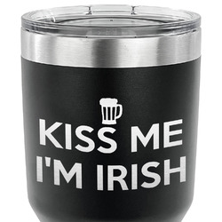 Kiss Me I'm Irish 30 oz Stainless Steel Tumbler - Black - Single Sided