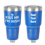 Kiss Me I'm Irish 30 oz Stainless Steel Tumbler - Royal Blue - Double-Sided