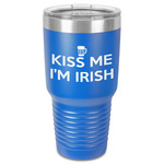 Kiss Me I'm Irish 30 oz Stainless Steel Tumbler - Royal Blue - Single-Sided