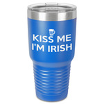 Kiss Me I'm Irish 30 oz Stainless Steel Tumbler - Royal Blue - Single-Sided