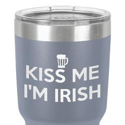 Kiss Me I'm Irish 30 oz Stainless Steel Tumbler - Grey - Single-Sided