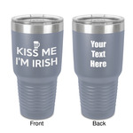 Kiss Me I'm Irish 30 oz Stainless Steel Tumbler - Grey - Double-Sided
