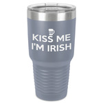 Kiss Me I'm Irish 30 oz Stainless Steel Tumbler - Grey - Single-Sided