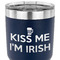 Kiss Me I'm Irish 30 oz Stainless Steel Ringneck Tumbler - Navy - CLOSE UP
