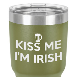 Kiss Me I'm Irish 30 oz Stainless Steel Tumbler - Olive - Double-Sided
