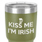 Kiss Me I'm Irish 30 oz Stainless Steel Ringneck Tumbler - Olive - Close Up