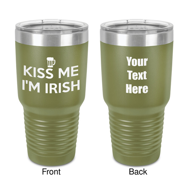 Custom Kiss Me I'm Irish 30 oz Stainless Steel Tumbler - Olive - Double-Sided
