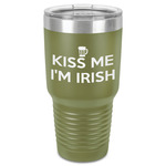 Kiss Me I'm Irish 30 oz Stainless Steel Tumbler - Olive - Single-Sided