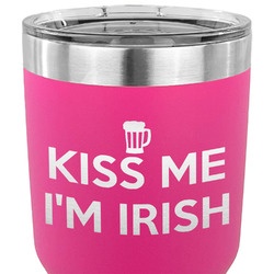 Kiss Me I'm Irish 30 oz Stainless Steel Tumbler - Pink - Single Sided