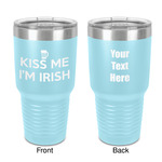Kiss Me I'm Irish 30 oz Stainless Steel Tumbler - Teal - Double-Sided