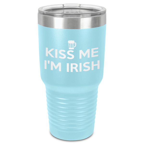 Custom Kiss Me I'm Irish 30 oz Stainless Steel Tumbler - Teal - Single-Sided
