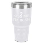 Kiss Me I'm Irish 30 oz Stainless Steel Tumbler - White - Single-Sided