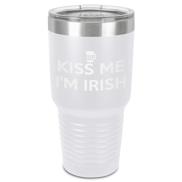 Custom Kiss Me I'm Irish 30 oz Stainless Steel Tumbler - White - Single-Sided