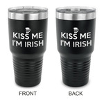 Kiss Me I'm Irish 30 oz Stainless Steel Tumbler - Black - Double Sided