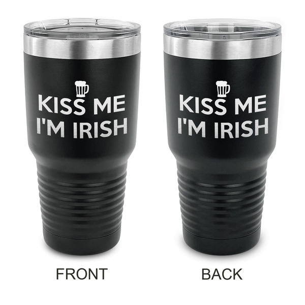 Custom Kiss Me I'm Irish 30 oz Stainless Steel Tumbler - Black - Double Sided