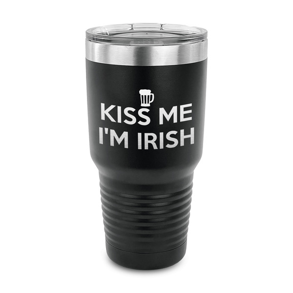 Custom Kiss Me I'm Irish 30 oz Stainless Steel Tumbler - Black - Single Sided