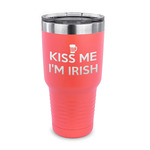 Kiss Me I'm Irish 30 oz Stainless Steel Tumbler - Coral - Single Sided