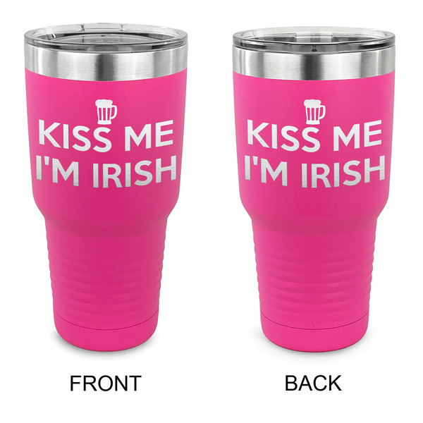 Custom Kiss Me I'm Irish 30 oz Stainless Steel Tumbler - Pink - Double Sided