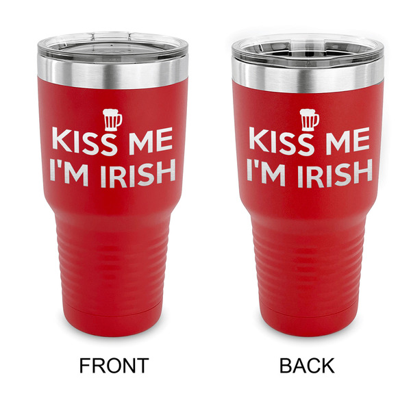 Custom Kiss Me I'm Irish 30 oz Stainless Steel Tumbler - Red - Double Sided
