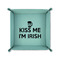 Kiss Me I'm Irish 6" x 6" Teal Leatherette Snap Up Tray - FOLDED UP