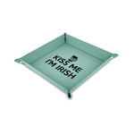 Kiss Me I'm Irish Faux Leather Dice Tray - 6" x 6" - Teal