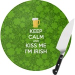 Kiss Me I'm Irish Round Glass Cutting Board - Small (Personalized)