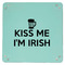 Kiss Me I'm Irish 9" x 9" Teal Leatherette Snap Up Tray - APPROVAL