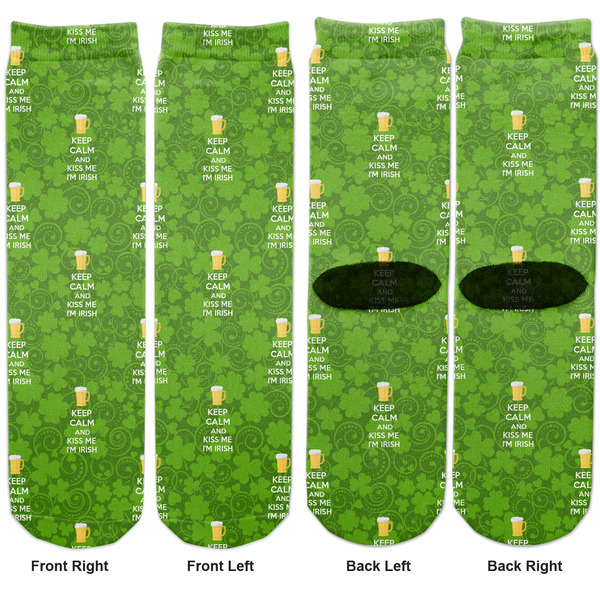 Kiss Me I'm Irish Adult Crew Socks - Double Pair - Front and Back - Apvl
