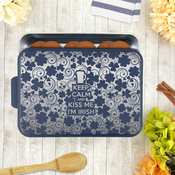 Kiss Me I'm Irish Aluminum Baking Pan - Navy Lid - LIFESTYLE