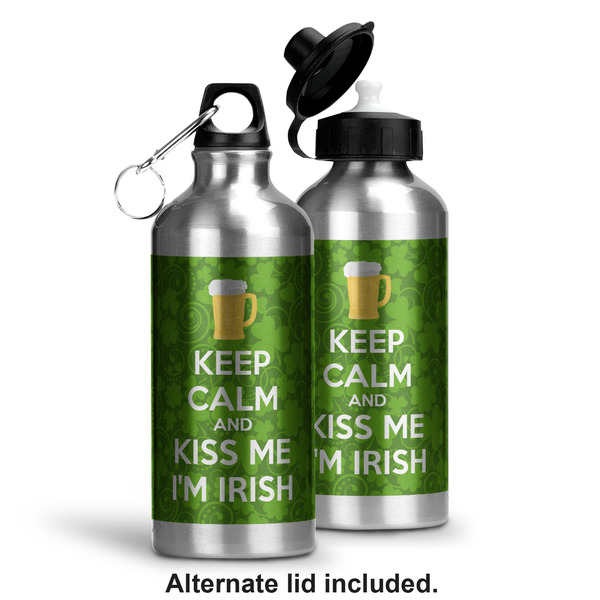 Kiss Me I'm Irish Aluminum Water Bottle - Alternate lid options