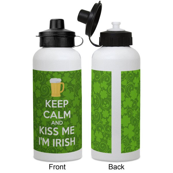 Kiss Me I'm Irish Aluminum Water Bottle - White APPROVAL