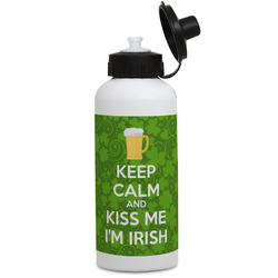 Kiss Me I'm Irish Water Bottles - Aluminum - 20 oz - White
