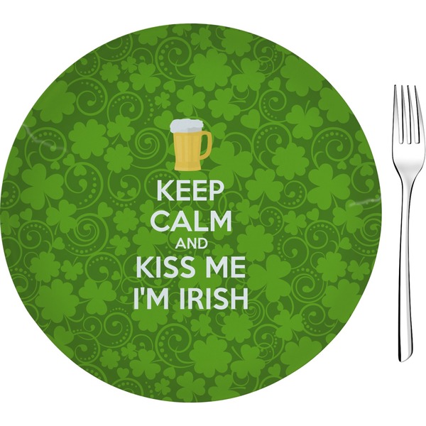 Custom Kiss Me I'm Irish Glass Appetizer / Dessert Plate 8" (Personalized)