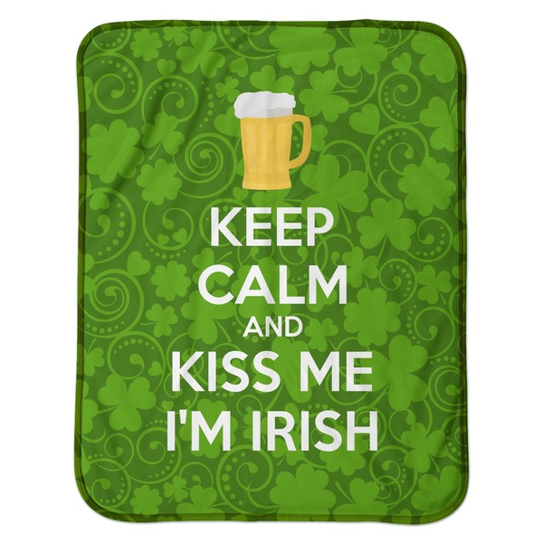 Kiss Me I'm Irish Baby Sherpa Blanket - Flat