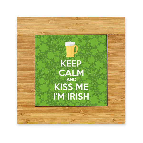 Custom Kiss Me I'm Irish Bamboo Trivet with Ceramic Tile Insert